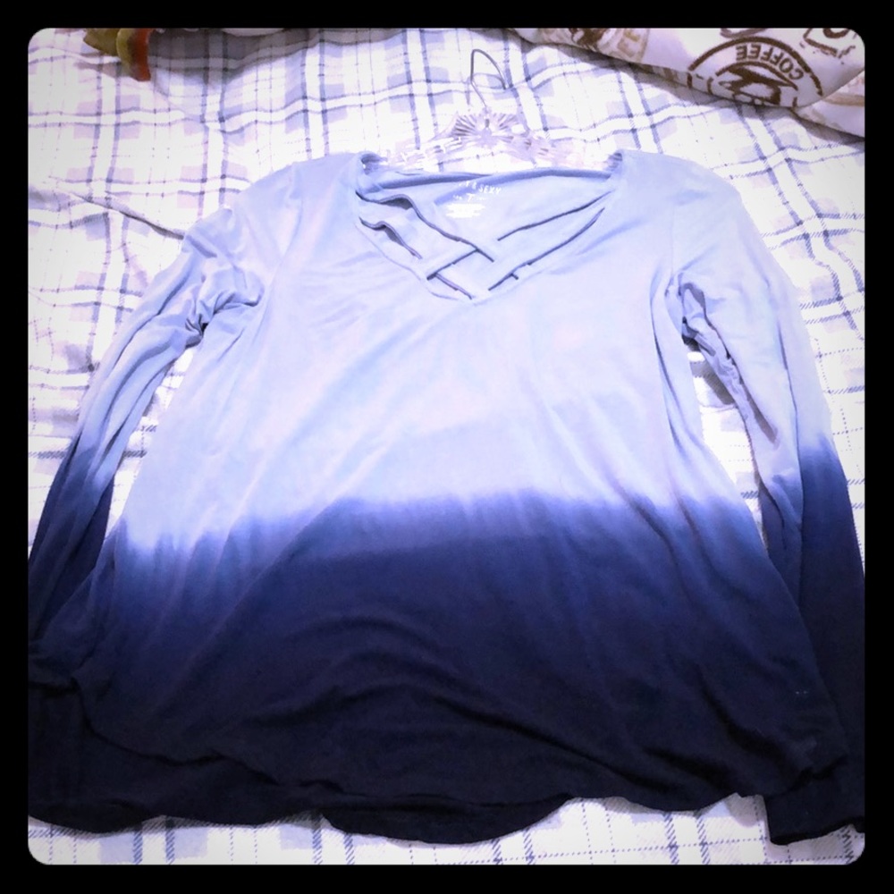 Blue criss cross top